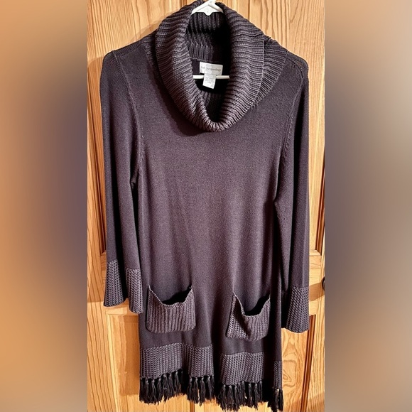 Soft Surroundings Women's Navy Blue Oversized VTG Cowl Neck Sweater Boho PM Gift - Picture 3 of 9